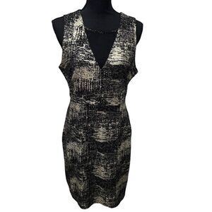 Melloday Gold And Black Mesh Cutout‎ Stretch Dress Size Medium M